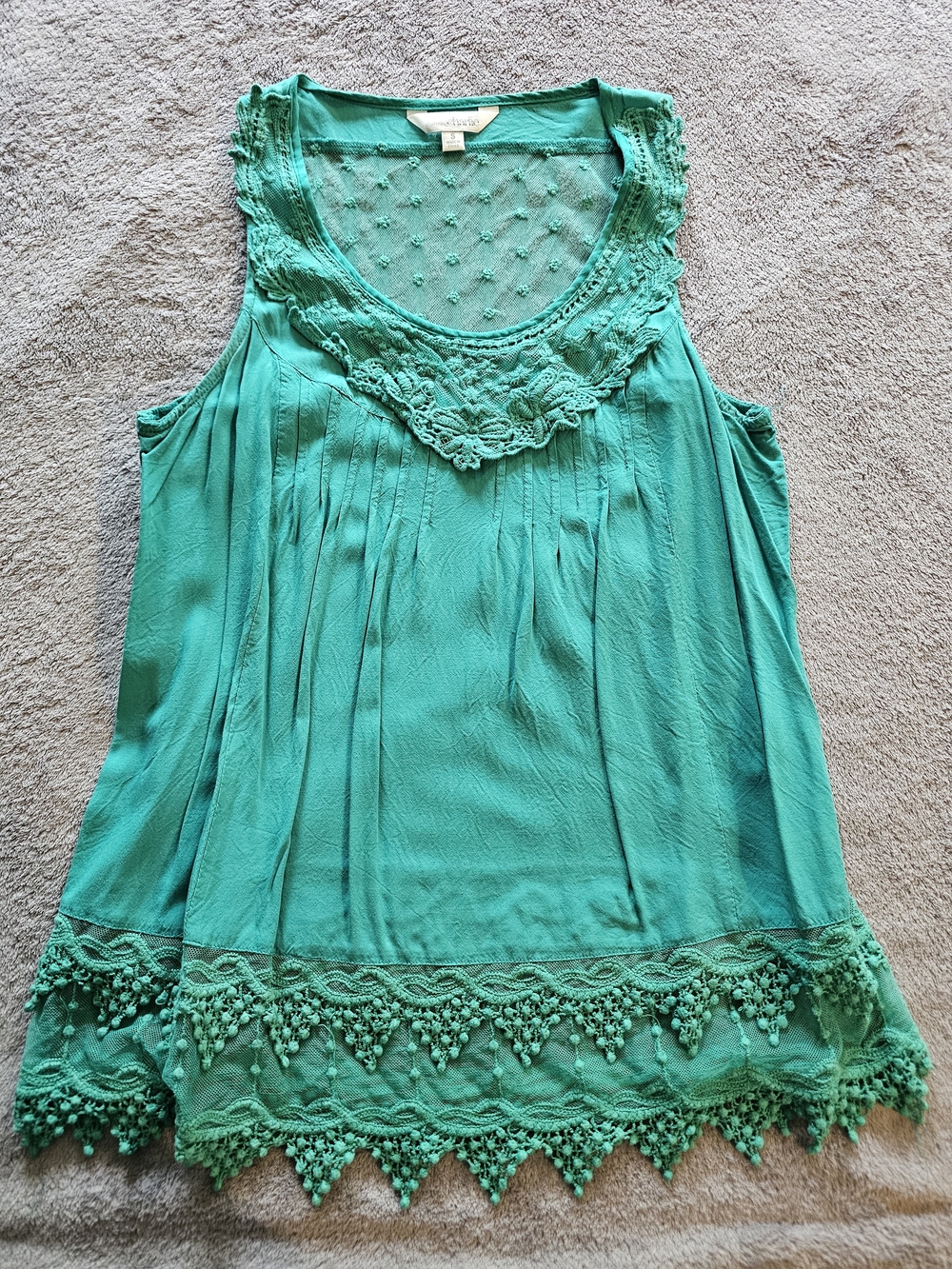 Charming Charlie Teal Lace-Trim Sleeveless Camisole